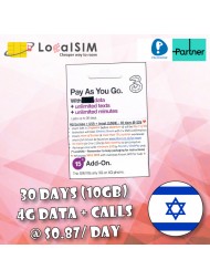 4G Israel 30 Days (10GB + Unlimited Voice & SMS to UK Mobile) SIM card